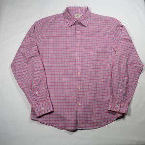 Faherty Mens Large Button up shirt Long sleeve pink plaid Preppy casual outdoor